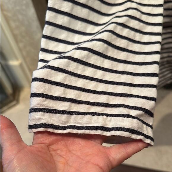 J. Jill Navy and White Striped Hooded Jacket size medium - Picture 4 of 5